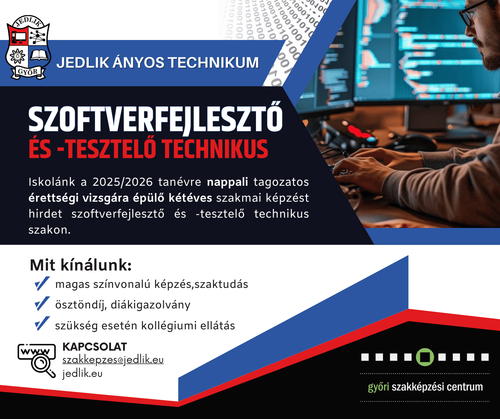 Szoftverfejlesztő és -tesztelő (nappali és esti tagozatos képzés)
